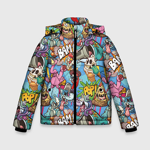 Зимняя куртка для мальчика Сумасшедший поп-арт / 3D-Светло-серый – фото 1