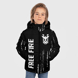 Куртка зимняя для мальчика Free Fire glitch на темном фоне: надпись, символ, цвет: 3D-черный — фото 2