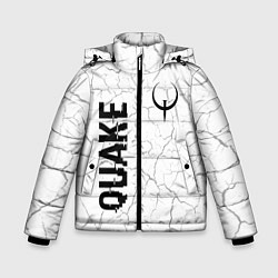 Куртка зимняя для мальчика Quake glitch на светлом фоне: надпись, символ, цвет: 3D-черный