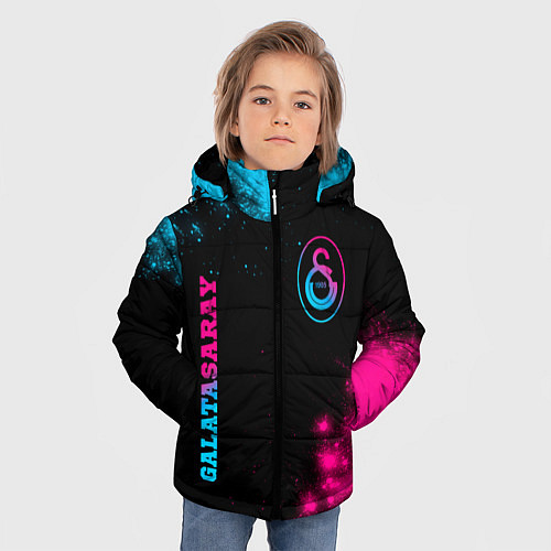 Зимняя куртка для мальчика Galatasaray - neon gradient: надпись, символ / 3D-Черный – фото 3