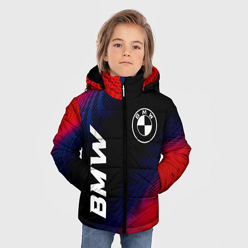 Зимняя куртка для мальчика BMW красный карбон / 3D-Черный – фото 3