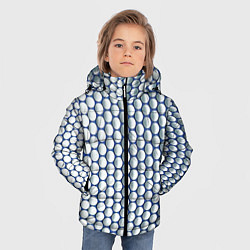Куртка зимняя для мальчика Геометрические бело-синие круги, цвет: 3D-черный — фото 2