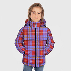 Куртка зимняя для мальчика Ткань Шотландка красно-синяя, цвет: 3D-светло-серый — фото 2