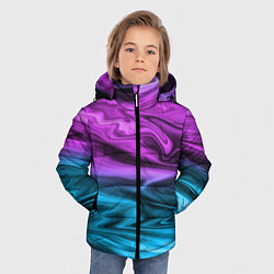 Куртка зимняя для мальчика Синий с фиолетовым размытый абстрактный узор, цвет: 3D-светло-серый — фото 2