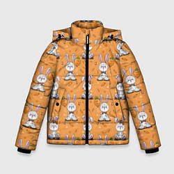 Куртка зимняя для мальчика Паттерн из зайчиков, цвет: 3D-черный