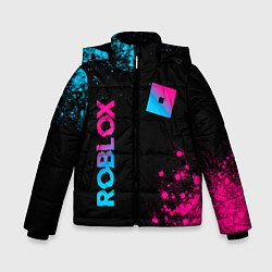 Куртка зимняя для мальчика Roblox - neon gradient: надпись, символ, цвет: 3D-черный