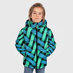 Куртка зимняя для мальчика Сине-зелёная плетёнка - оптическая иллюзия, цвет: 3D-светло-серый — фото 2