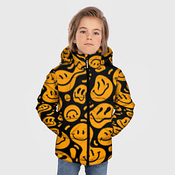 Куртка зимняя для мальчика Растекающийся оранжевый смайл, цвет: 3D-черный — фото 2