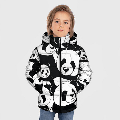 Зимняя куртка для мальчика С пандами паттерн / 3D-Черный – фото 3