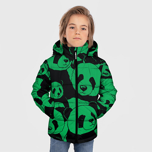 Зимняя куртка для мальчика Panda green pattern / 3D-Черный – фото 3