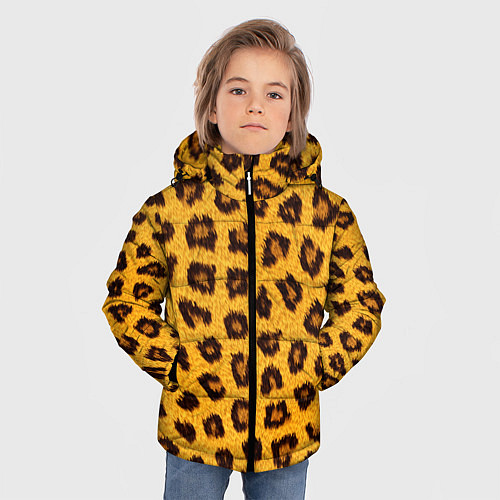Зимняя куртка для мальчика Текстура леопарда / 3D-Черный – фото 3