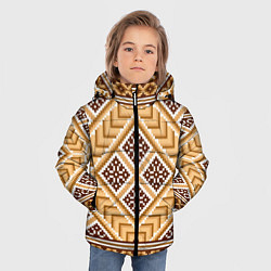 Куртка зимняя для мальчика Индейский пиксельный орнамент, цвет: 3D-красный — фото 2