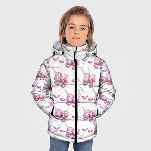 Зимняя куртка для мальчика Чеснок с зубчиками - паттерн / 3D-Черный – фото 3