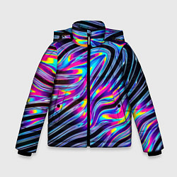 Куртка зимняя для мальчика Голографические полосы, цвет: 3D-черный