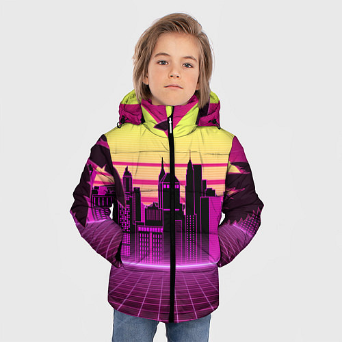 Зимняя куртка для мальчика Синтвейв рассвет / 3D-Черный – фото 3