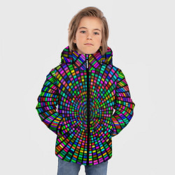 Куртка зимняя для мальчика Цветная спираль - оптическая иллюзия, цвет: 3D-черный — фото 2