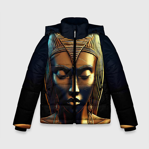 Зимняя куртка для мальчика Нейросеть - золотая статуя египетской царицы / 3D-Светло-серый – фото 1
