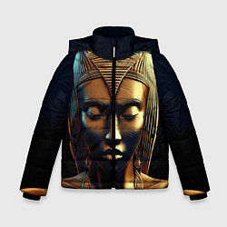 Куртка зимняя для мальчика Нейросеть - золотая статуя египетской царицы, цвет: 3D-красный