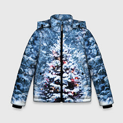 Зимняя куртка для мальчика Новогодняя ёлка в лесу
