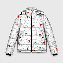 Куртка зимняя для мальчика Паттерн новогодний котик, цвет: 3D-светло-серый