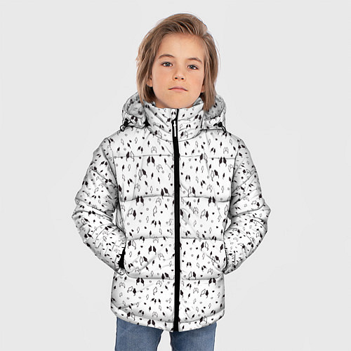 Зимняя куртка для мальчика Кошки черно-белый паттерн / 3D-Черный – фото 3