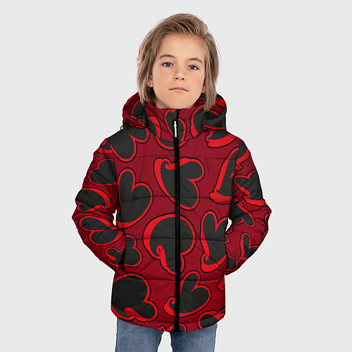 Зимняя куртка для мальчика Black hearts / 3D-Черный – фото 3