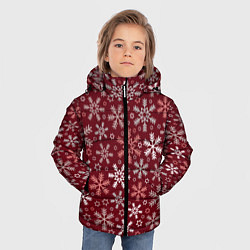 Куртка зимняя для мальчика Новогодний узор из снежинок, цвет: 3D-черный — фото 2