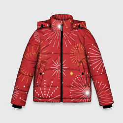 Куртка зимняя для мальчика Горящие снежинки, цвет: 3D-красный