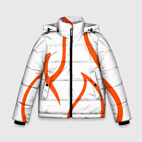 Зимняя куртка для мальчика Огненные красные полосы / 3D-Светло-серый – фото 1