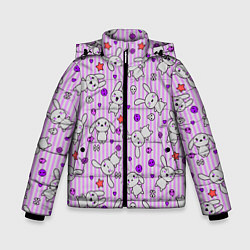 Куртка зимняя для мальчика Кролики - текстура на розовом фоне, цвет: 3D-красный