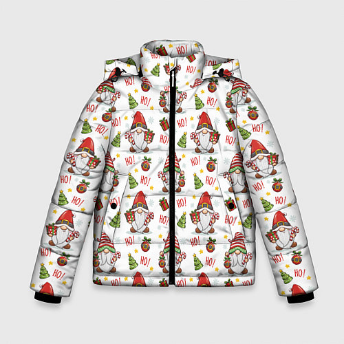 Зимняя куртка для мальчика Рождественские гномы с подарками / 3D-Светло-серый – фото 1