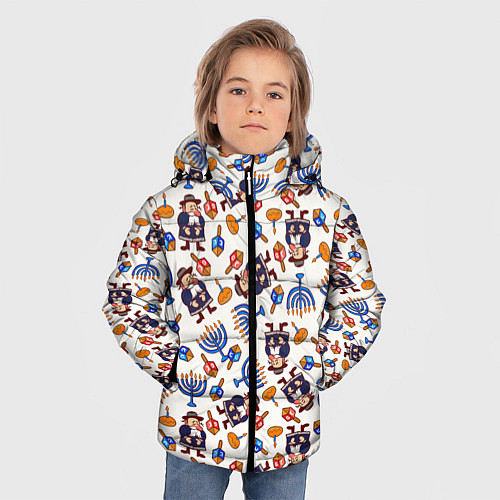 Зимняя куртка для мальчика Ханука - праздник света / 3D-Черный – фото 3