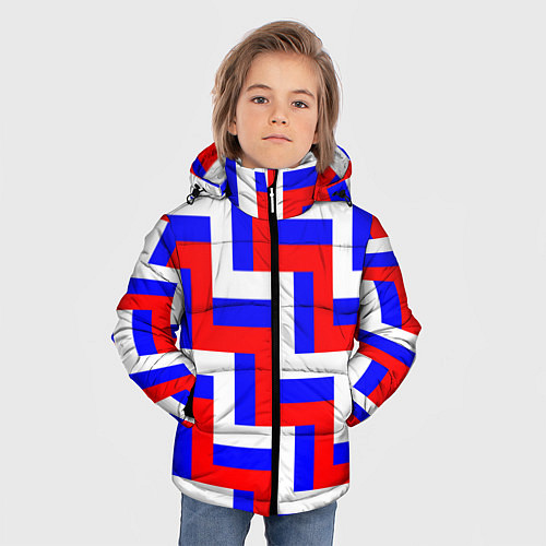 Зимняя куртка для мальчика Плетение триколор / 3D-Черный – фото 3