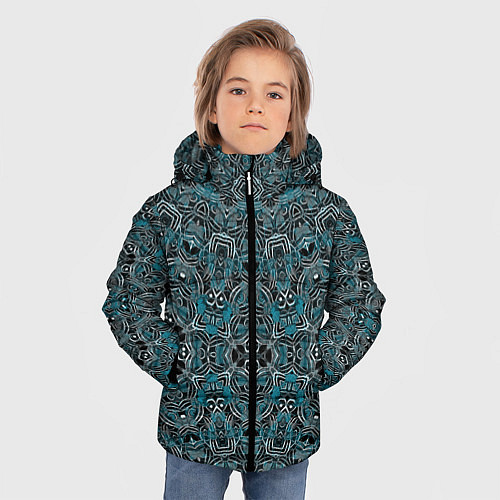Зимняя куртка для мальчика Синий , белый орнамент на черном / 3D-Черный – фото 3