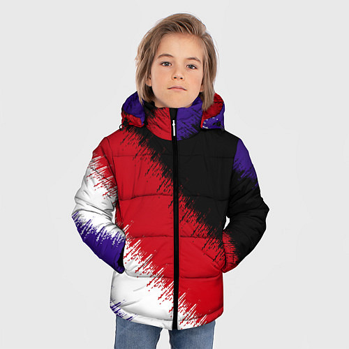 Зимняя куртка для мальчика Розлив краски / 3D-Черный – фото 3