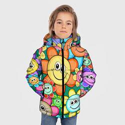 Куртка зимняя для мальчика Ромашки - смайлы, цвет: 3D-красный — фото 2