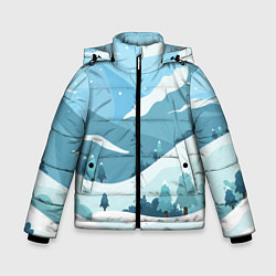 Куртка зимняя для мальчика Заснеженные горы, цвет: 3D-черный