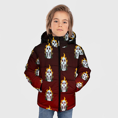 Зимняя куртка для мальчика Горящие черепушки / 3D-Красный – фото 3