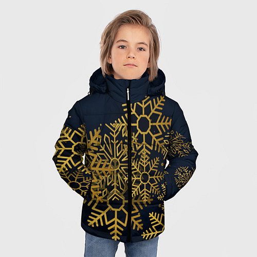 Зимняя куртка для мальчика Золотые снежинки / 3D-Красный – фото 3