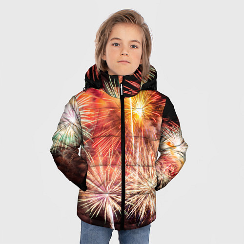 Зимняя куртка для мальчика Праздничный феерверк / 3D-Красный – фото 3