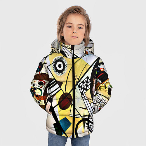 Зимняя куртка для мальчика Поперечная линия - Василий Кандинский / 3D-Красный – фото 3