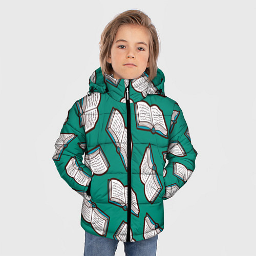 Зимняя куртка для мальчика Книжный узор / 3D-Красный – фото 3