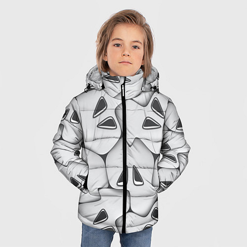 Зимняя куртка для мальчика Металло-чешуйчатая серая броня / 3D-Черный – фото 3