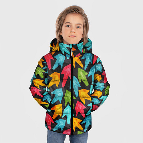 Зимняя куртка для мальчика Разноцветные стрелы / 3D-Черный – фото 3
