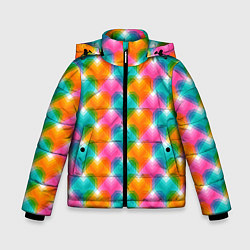 Куртка зимняя для мальчика Светящиеся геометрические сердца, цвет: 3D-черный
