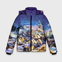 Куртка зимняя для мальчика Рождественская деревня, цвет: 3D-светло-серый