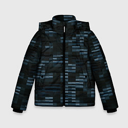 Куртка зимняя для мальчика Чёрные и синие блоки во тьме, цвет: 3D-черный