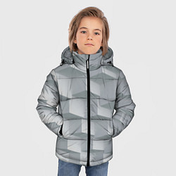 Куртка зимняя для мальчика Серое множество объёмных блоков, цвет: 3D-черный — фото 2