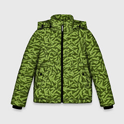 Зимняя куртка для мальчика Милитари листья в полоску