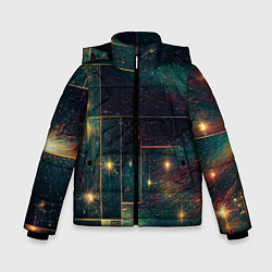 Куртка зимняя для мальчика Абстракция паркета и звезд, цвет: 3D-черный